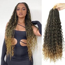 8pk Goddess Synthetic Bohemian Box Braids Crochet Hair With Curly Ends 22" T27