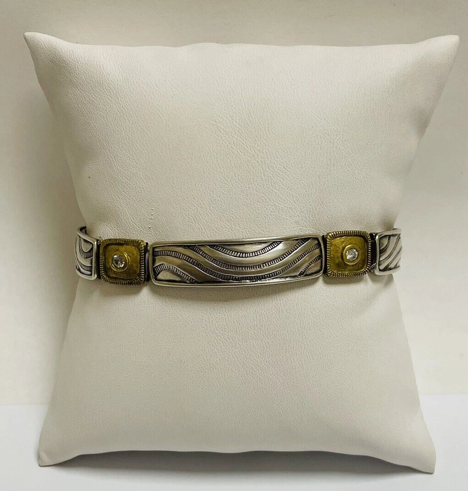 Pulsera Silpada de plata de ley 925 y latón Belle Stretch circonita cúbica B2706 8 pulgadas Foto 3 de 4