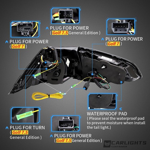FULL LED Projector Headlights+VLAND Red Tail Light For VW Golf 7 MK7>I 2015-17 - Picture 15 of 22