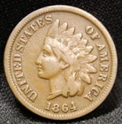 1864L INDIAN HEAD PENNY WITH FINE+ DETAILS