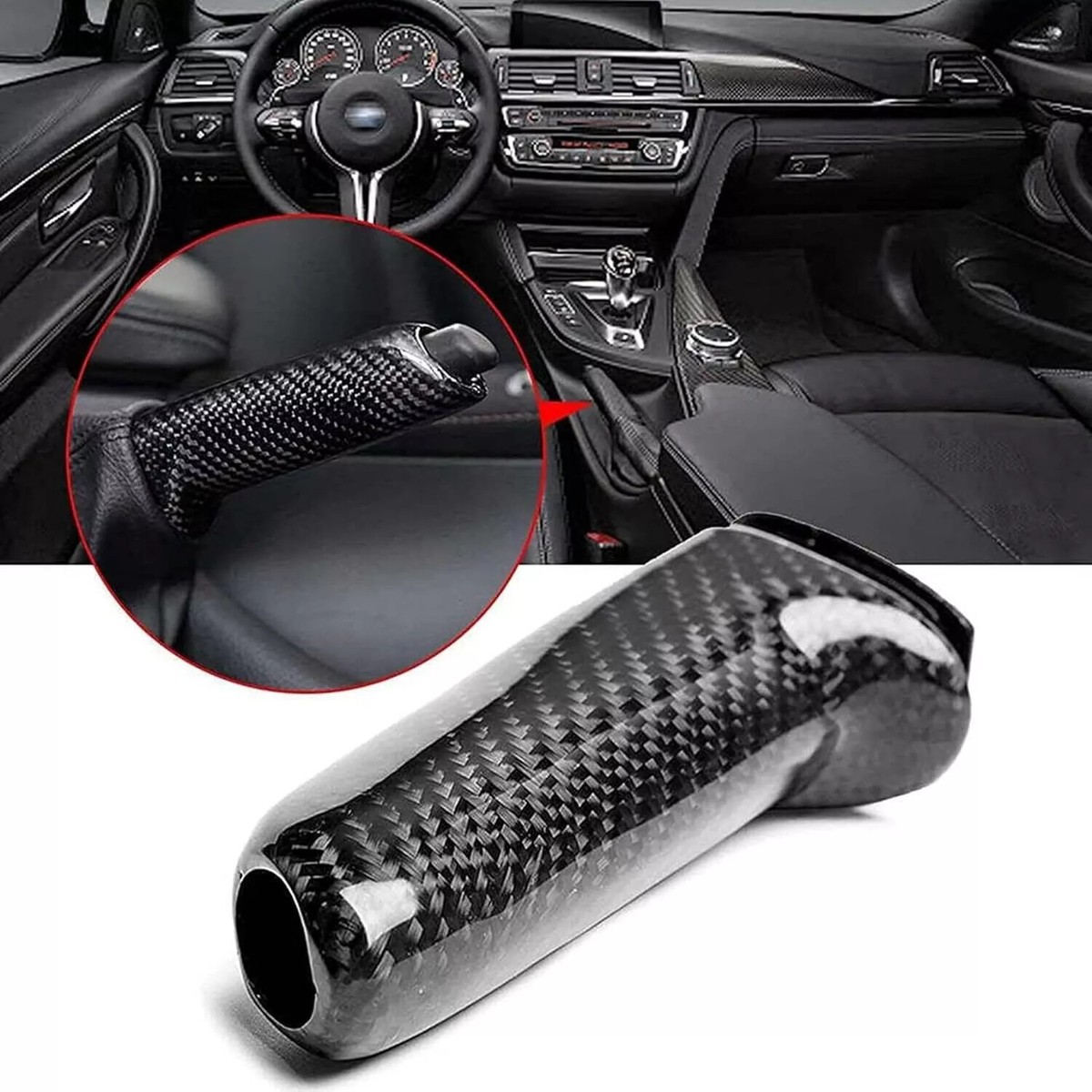 For BMW E46 E60 E90 E92 F30 Front Handbrake Brake Handle Cover Carbon Fiber Look