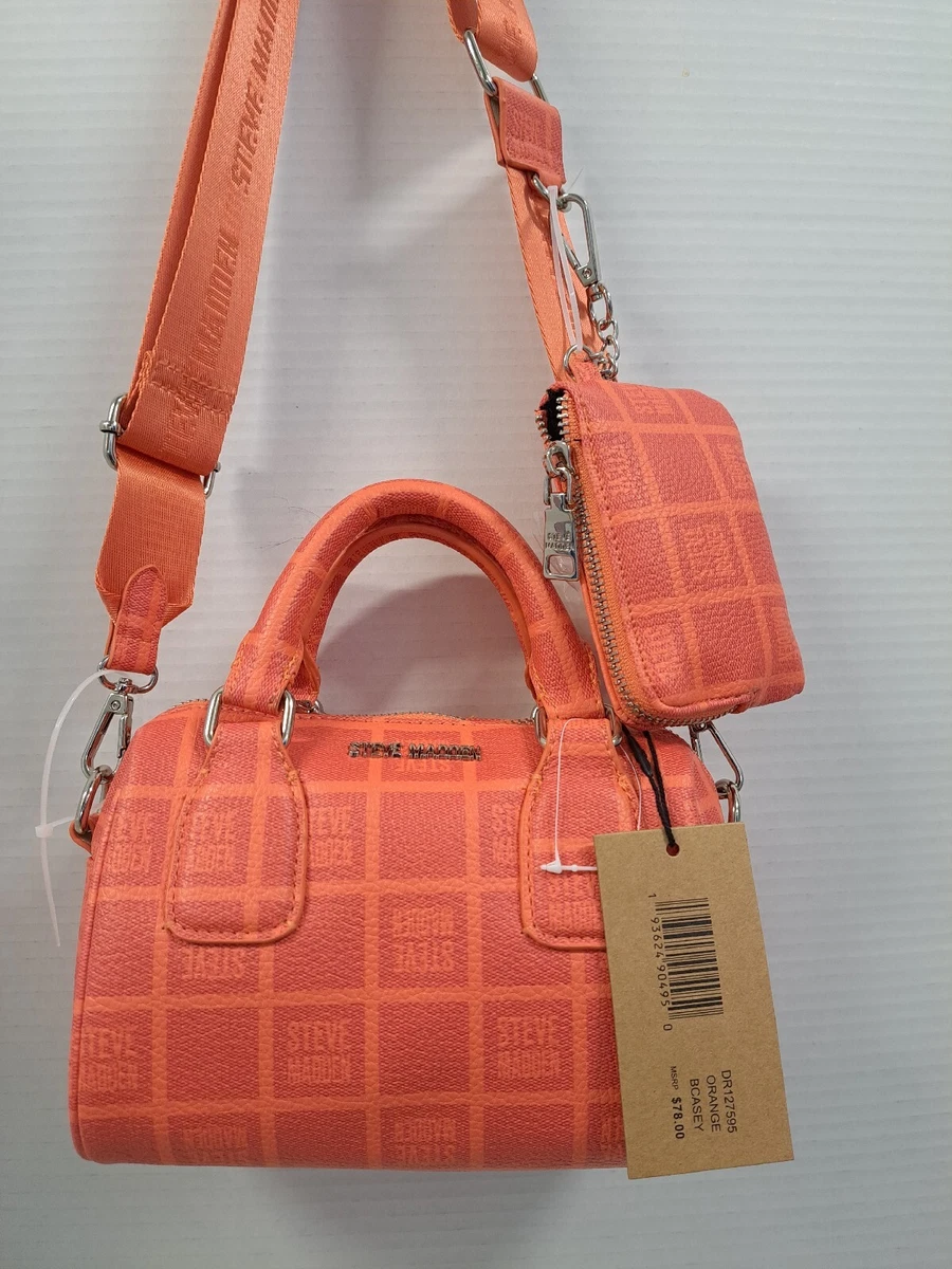STEVE MADDEN BCASEY CROSSBODY BAG Strap Top Handle ORANGE Zipper Purse