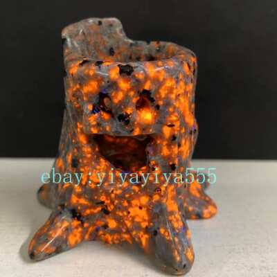1pc Natural Fire Golem Quartz Hand Carved Tree Skull Crystal healing