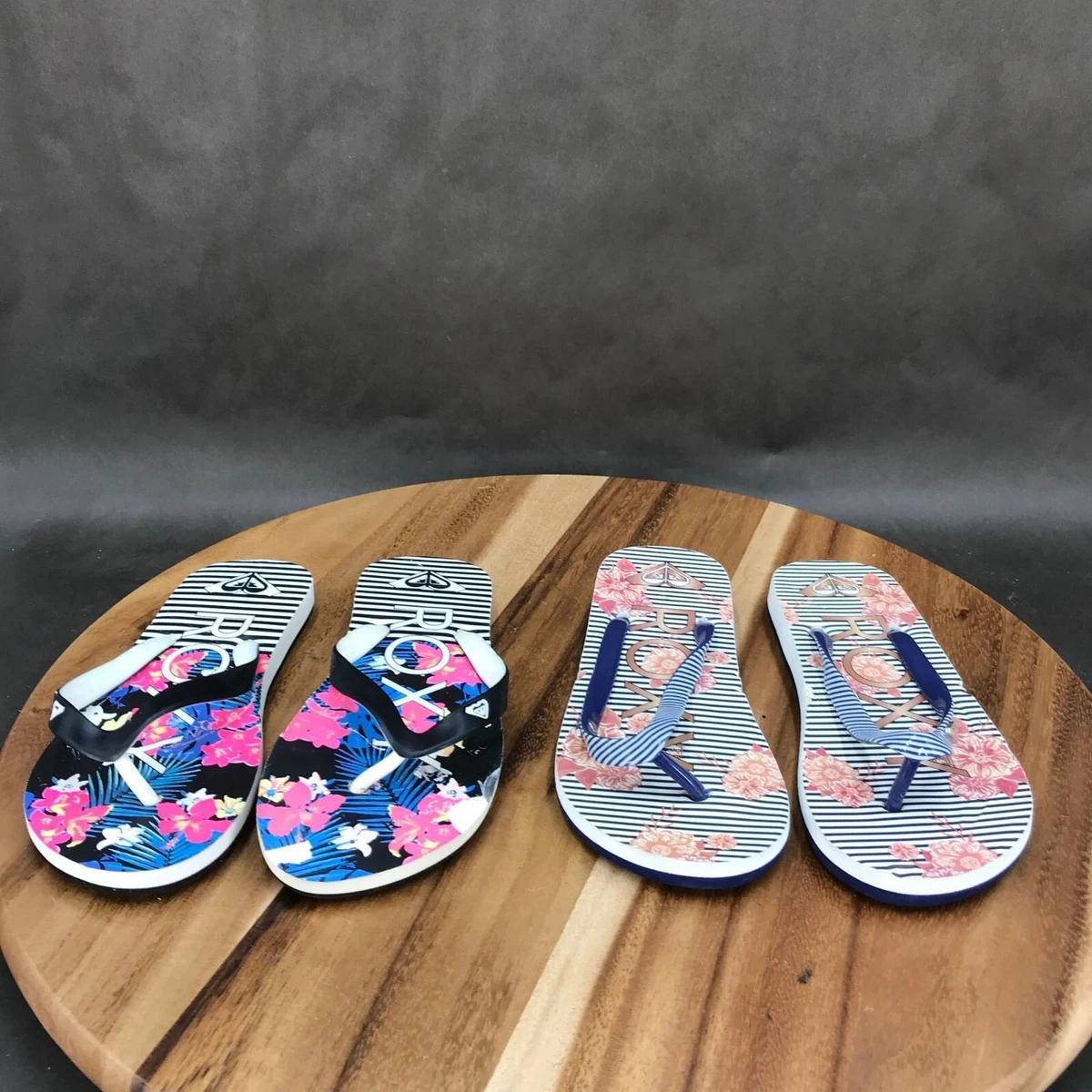Roxy Multicolor Flip Flops Slip On Sandals 2 Pack Little Girls Size 1