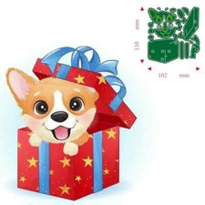 Christmas Gift Puppy Dog Metal Cutting Dies Scrapbooking Card Making Craft