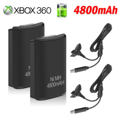 Für Xbox 360 Wireless Controller 2x Wiederaufladbare Batterie Akku + Ladegerät