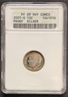 2001-S Silver Proof Roosevelt Dime ANACS  PR69  Heavy Cameo ENN Coins