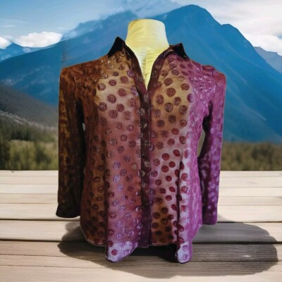 Lane Bryant Womens Blouse Burgundy Sheer Polka Dot Top (18/20)