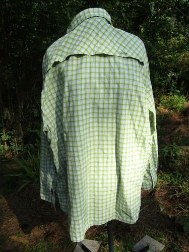 Cabelas Guidewear Men's Shirt Large Vented Fishing Hiking Green Plaid UPF LS - Picture 2 of 6