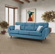 Classic Modern Blue Fabric 3 Seater Sofa Olivia 3