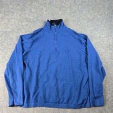 Banana Republic Mens XL 1/4 Zip Sweater Blue Stretch Pima Cotton Long Sleeve