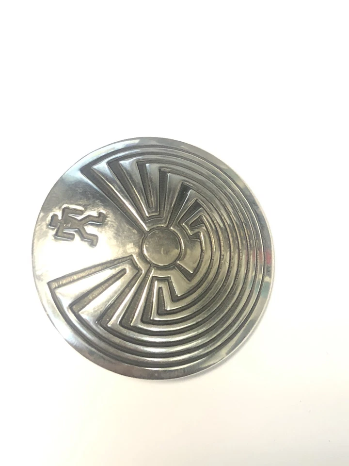 Corbata bolo hecha a mano de plata esterlina nativa navajo hombre en el laberinto 43 mm de diámetro Foto 2 de 4