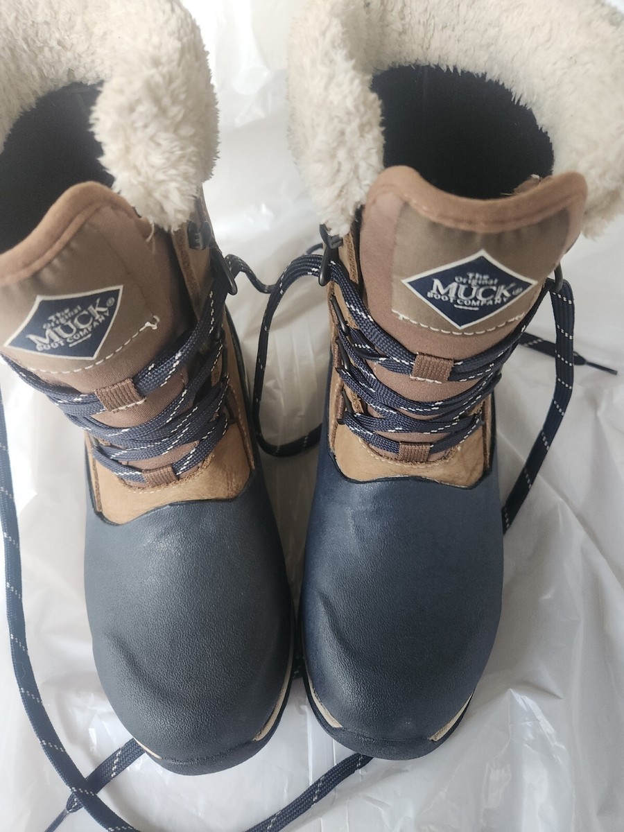 Muck Boot Women's Sz Arctic Apres Slip-On Snow, Ankle Boots BROWN