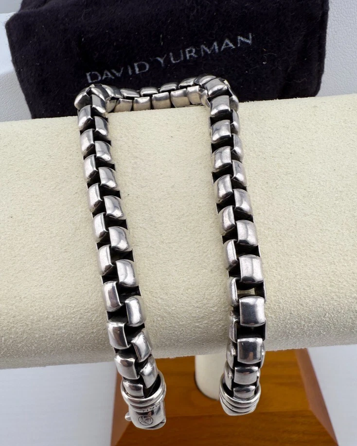 Pulsera pesada de eslabones de caja David Yurman 925 para hombre 8,75" L x 7 mm AHORRA 300 #2157 Foto 2 de 4