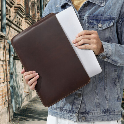 Retro Genuine Leather Laptop Sleeve Case 13 14 inch For Macbook Air 13 Pro  14 M4
