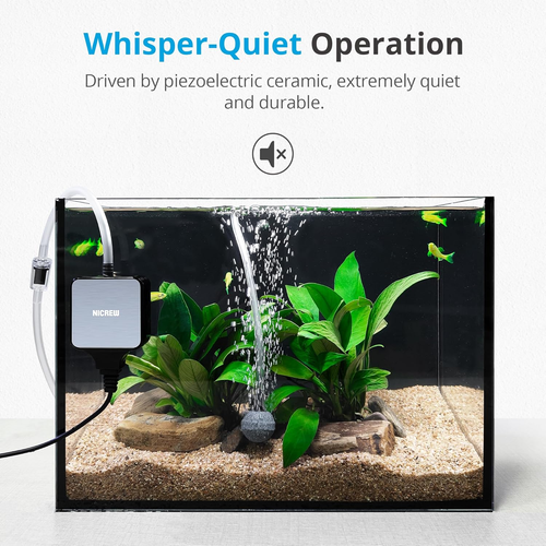 Nano Silent Aquarium Air Pump Black, Aquarium Aerator with Accessories for up to - Bild 2 von 12