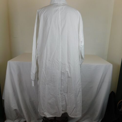 Angelica Lab Coat Uniform Long Men Women White Blue Stripes Pockets Size XXL - Picture 3 of 8