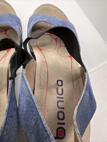 Sandalias Bionica Mujer 9.5 M Cuero Azul Cuña Correa Negra Cordones Gruesas VER - Imagen 16 de 24