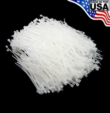 Zip Cable Ties 4" 18lbs 1000pc Natural White Made in USA Nylon Wire Tie Wraps