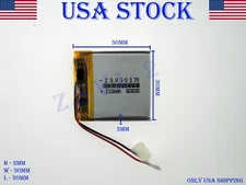 3.7V 210mAh 303030 Lithium Polymer LiPo Rechargeable Battery (USA STOCK)
