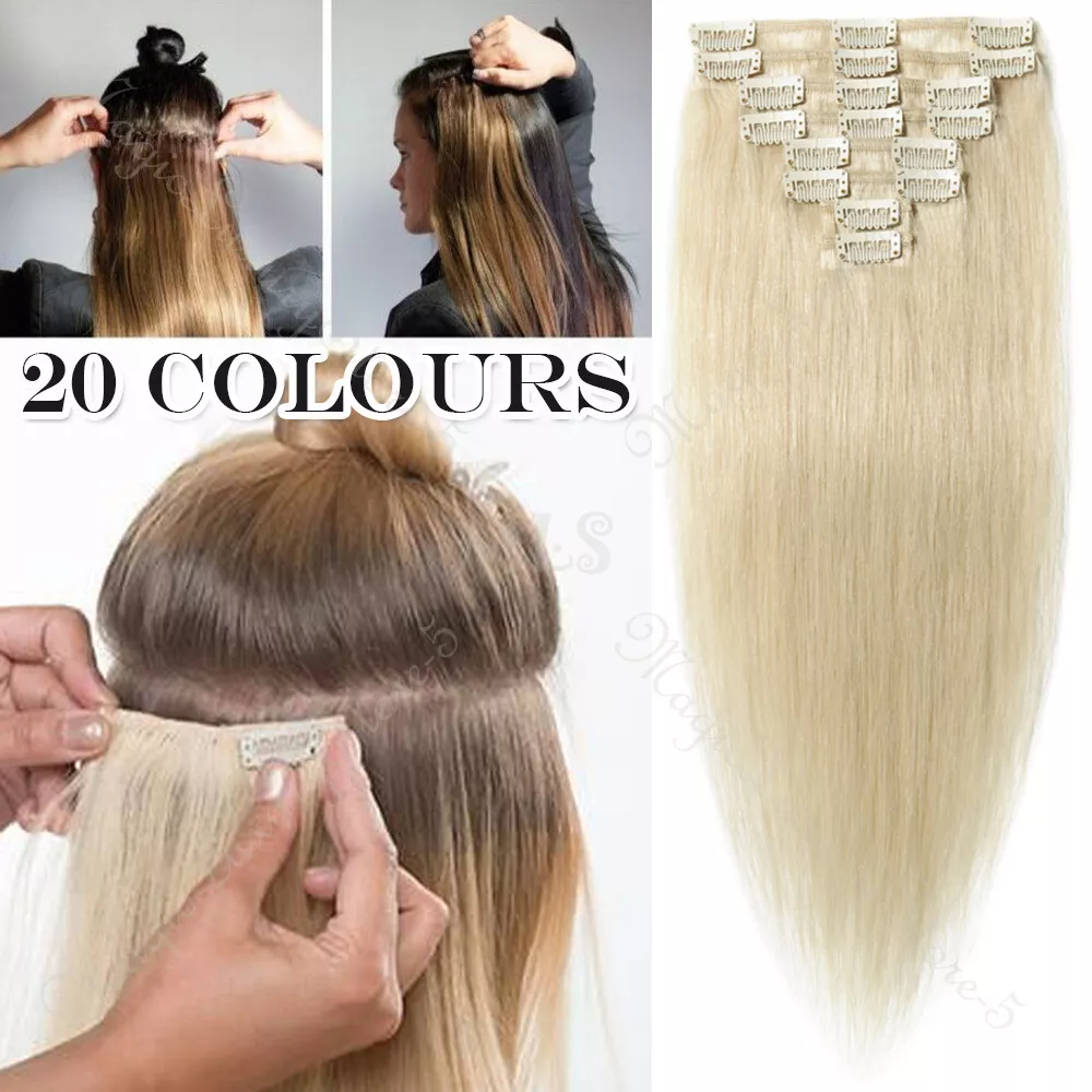 Clip in human hair extensions 24 inches top