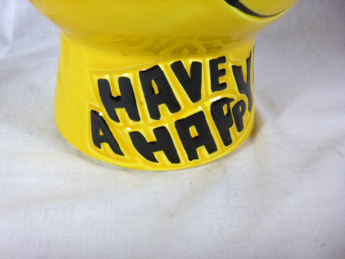 Vtg McCoy Have a Happy Day Yellow Smiley Face Cookie Jar & Lid 12" H - Picture 3 of 10