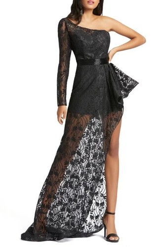 Asymmetrical Lace Gown Dress 