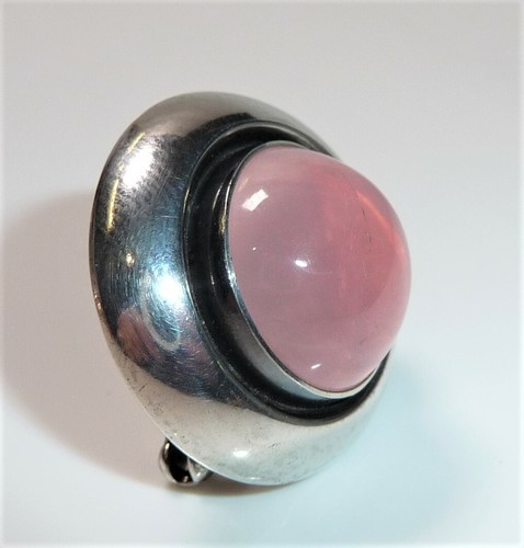 Brosche 925 Silber Nils Erik From N.E.FROM Rosenquarz Modernist Dänemark TOP - Picture 2 of 6