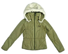Hooch Jacket Size 8 Khaki Waist Length Jacket With Fur Hood