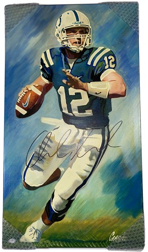 ANDREW LUCK SIGNED INDIANAPOLIS COLTS FOOTBALL ARTWORK ORGINAL PAINTING PSA/DNA - Picture 6 of 6
