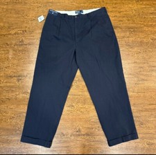 Vintage Polo Ralph Lauren Blue Hammond Classic Fit Pleated Chino Pants Men 40x30