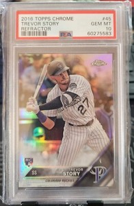 2016 Topps Chrome Trevor Story Refractor Rookie Card PSA 10