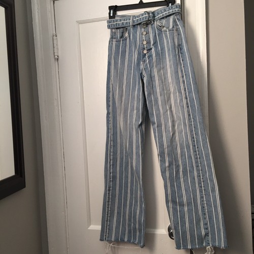 Wide Leg Denim Jeans Railroad Stripe | eBay