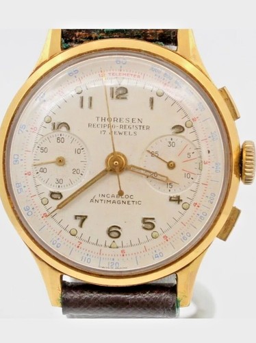 VINTAGE MEN'S THORESEN RECIPRO REGISTER 17 JEWEL MANUAL WRISTWATCH - Imagen 3 de 9