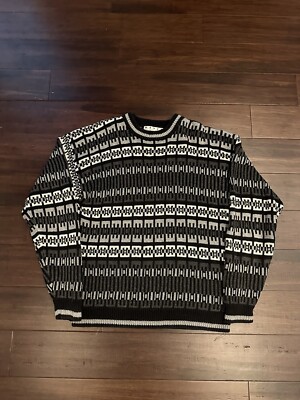 Vintage 90s Basix Abstract Geometric Dad Sweater Size Large Retro