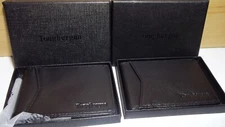 2-Toughergun Men’s Black Leather Wallets with RFD Blocking - New
