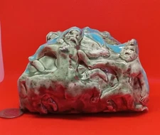"Centaur's Fight" - Original Clay Sculpture/bas-relief. Hand made & glazed.