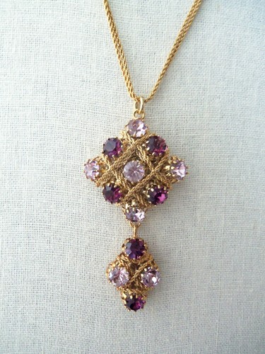 Collana con ciondolo da appendere MONNALUNA colore ametista chiaro e scuro strass - Foto 8 di 11