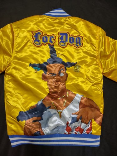 Headgear Classics Don't Be A Menace Loc Dog Satin Bomber Jacket Size Med. NEW