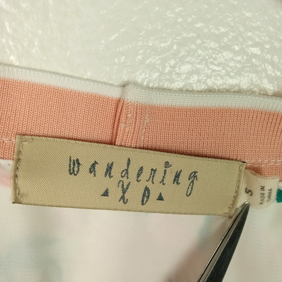 Wandering XO Jacket Womens Small Coral White Palm Trees Open Front