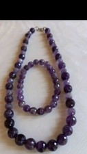 Set bracciale collana ametista 100% naturale sfaccettata 10 e 8 mm