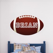 Custom Name Football Wall Decal Kid's Room Sports Decal Football Mural Art, s86