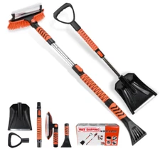 42" Snow Brush & Ice Scraper with Pivot Head, Foam Grip, Shovel for Cars/SUVs