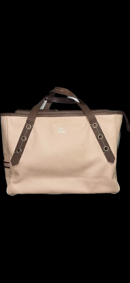 Сумка-тоут Burberry Blue Label розовая холщовая коричневая кожа в полоску боковые карманы - Изображение 2 из 4