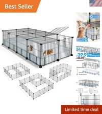 Guinea Pig Cages with Floor Mat, 20 Panels Guinea Pigs Playpen with Top Cover...