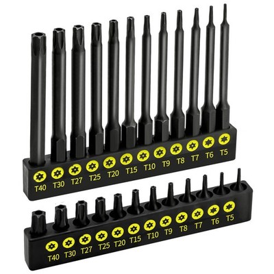 24 PCS Security Bit Set, S2 Steel Tamper Proof Star Bits Set, 1'' and 3'' Long ...