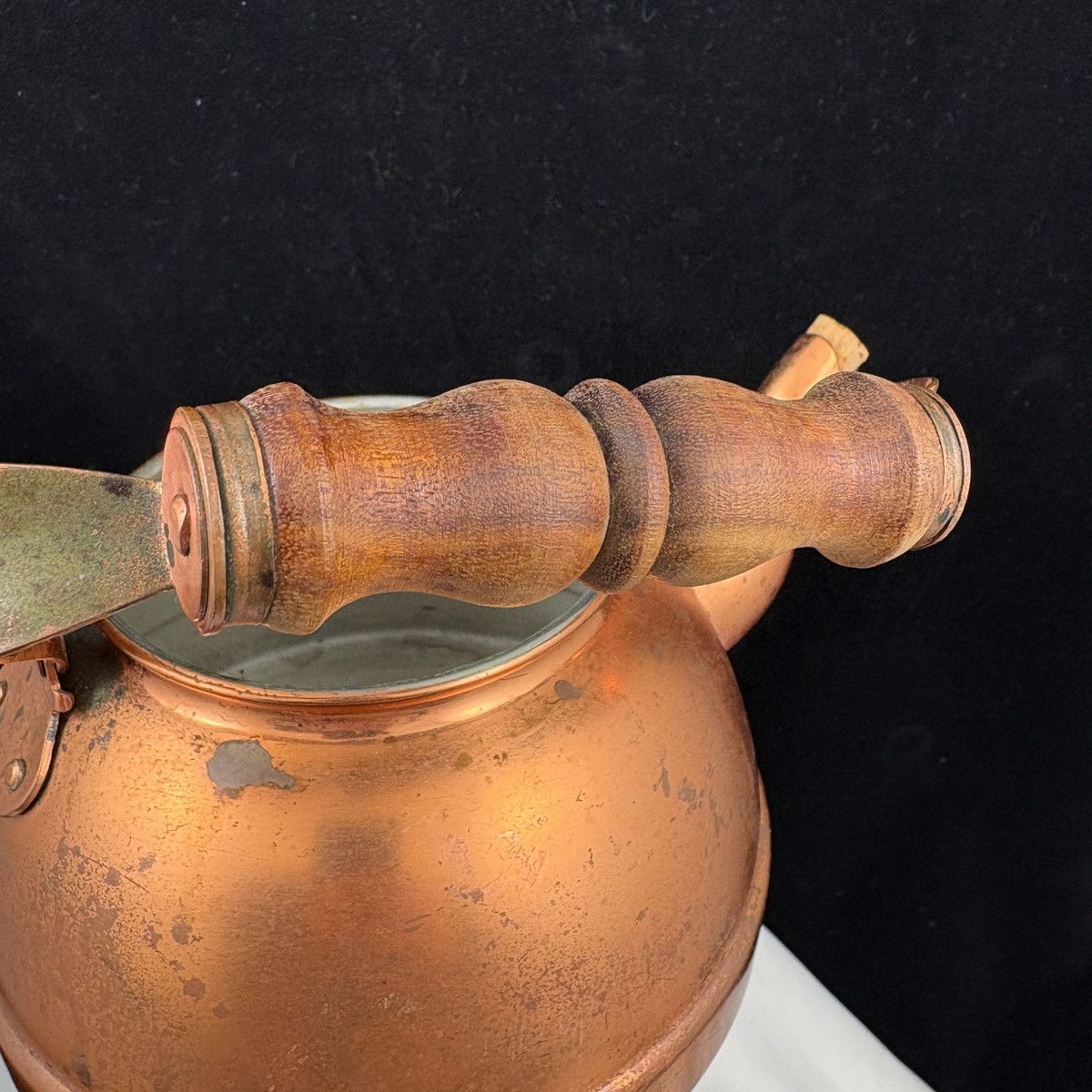 VINTAGE Tagus Copper Brass Tea Pot Kettle Wood Handle Portugal | eBay