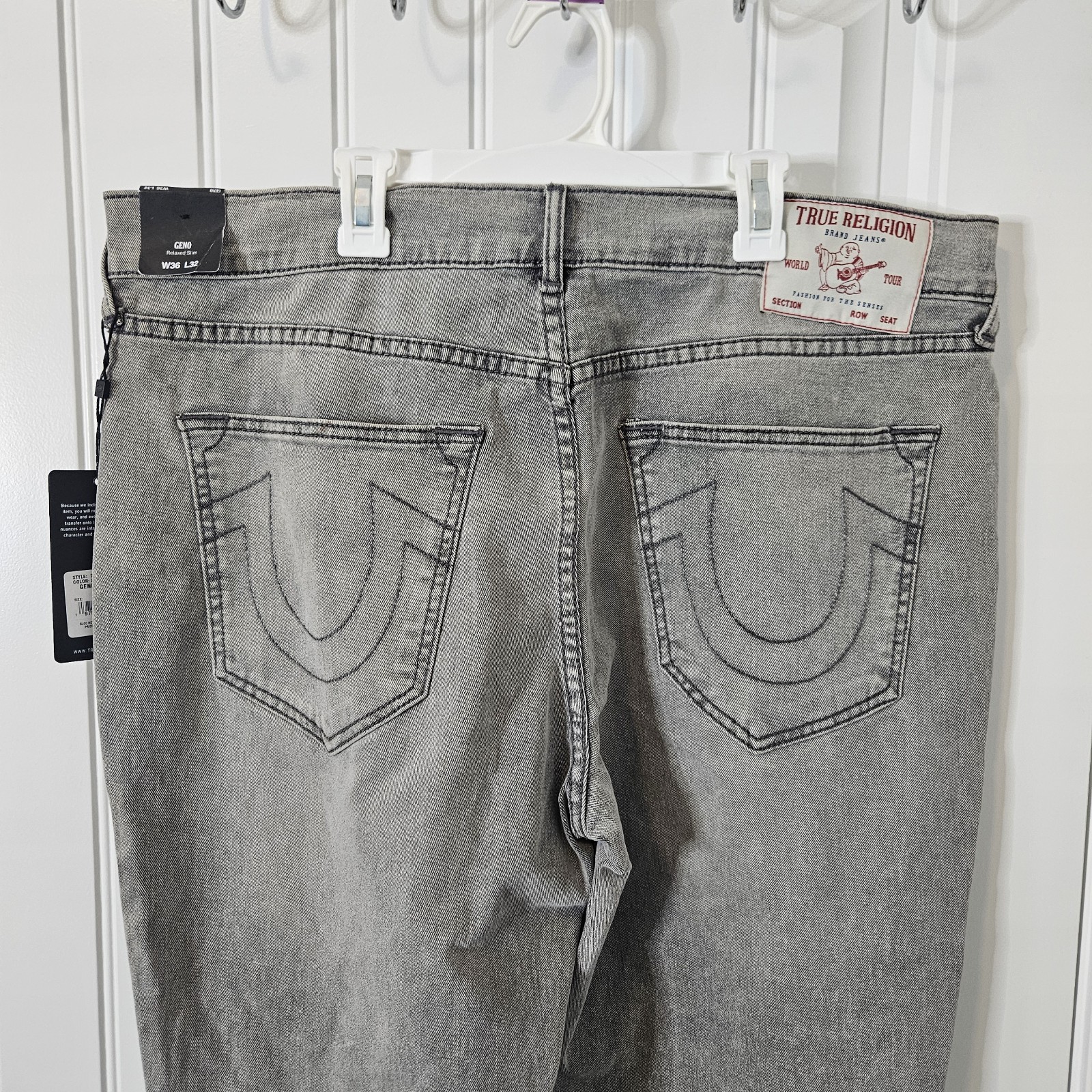 True Religion Geno Relaxed Slim Jeans Men's Size 36 X 32 Gray With Stretch thumbnail 6