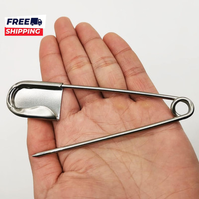 5 PCS of 5 Inch Heavy Duty Jumbo Stainless Steel Safety Pins Silver Color Safety