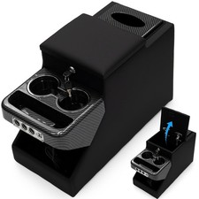 Qkvcx Center Console Organizer Dual Usb Charger Phone Holder Lock Box Black